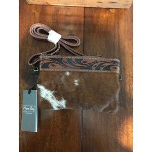 NWT Myra Bag Streaks Delight Cowhide & Leather Repurposed Western Crossbody Bag